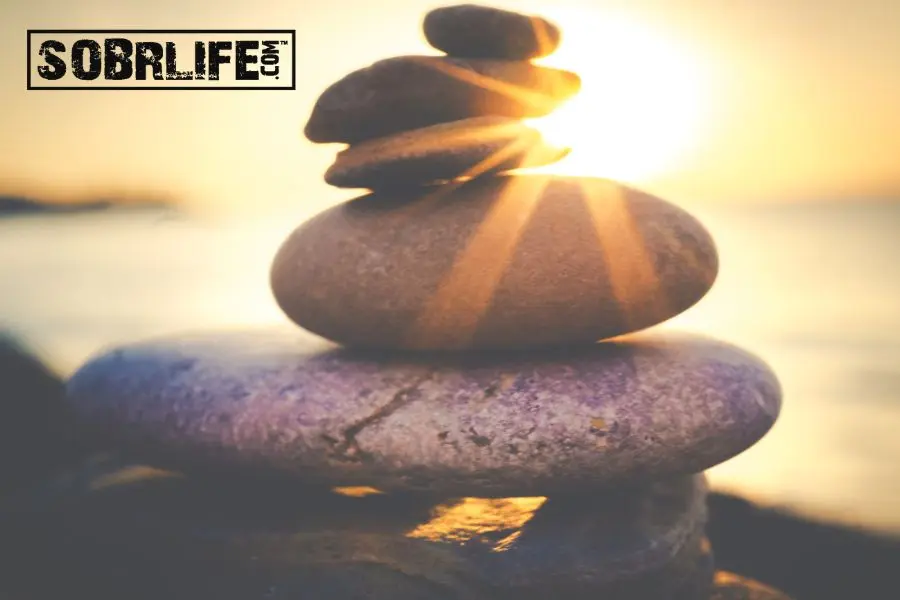 Emotional sobriety concept pic shows balanced stones