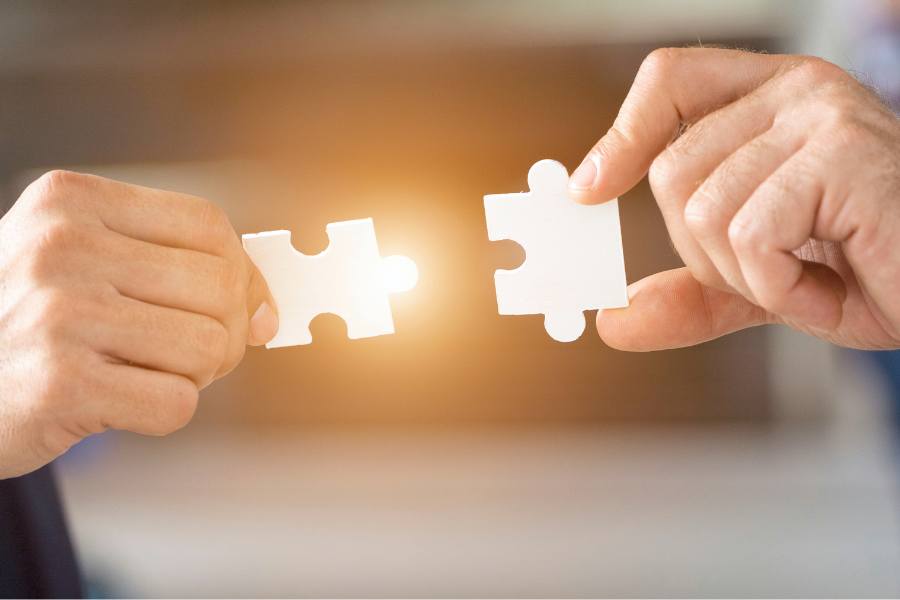 Puzzle pieces being put together show the concept of intimacy when sober